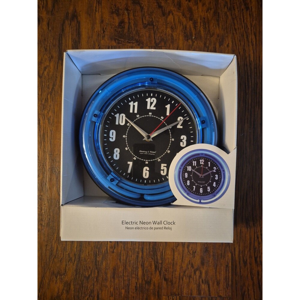 New Sterling & Noble Electric Neon 11" Wall Clock